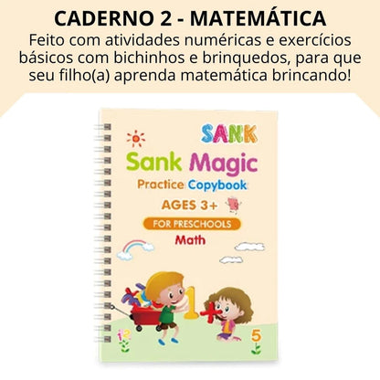 Kit Completo de 4 Livros Mágicos de Caligrafia Reutilizáveis